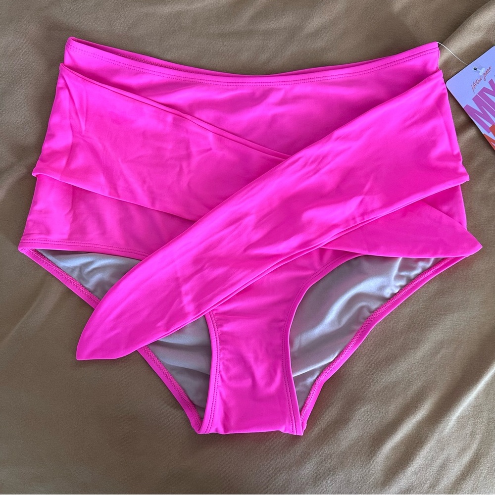 Neon Pink tie front  Kortni Jeane Swim Bottoms